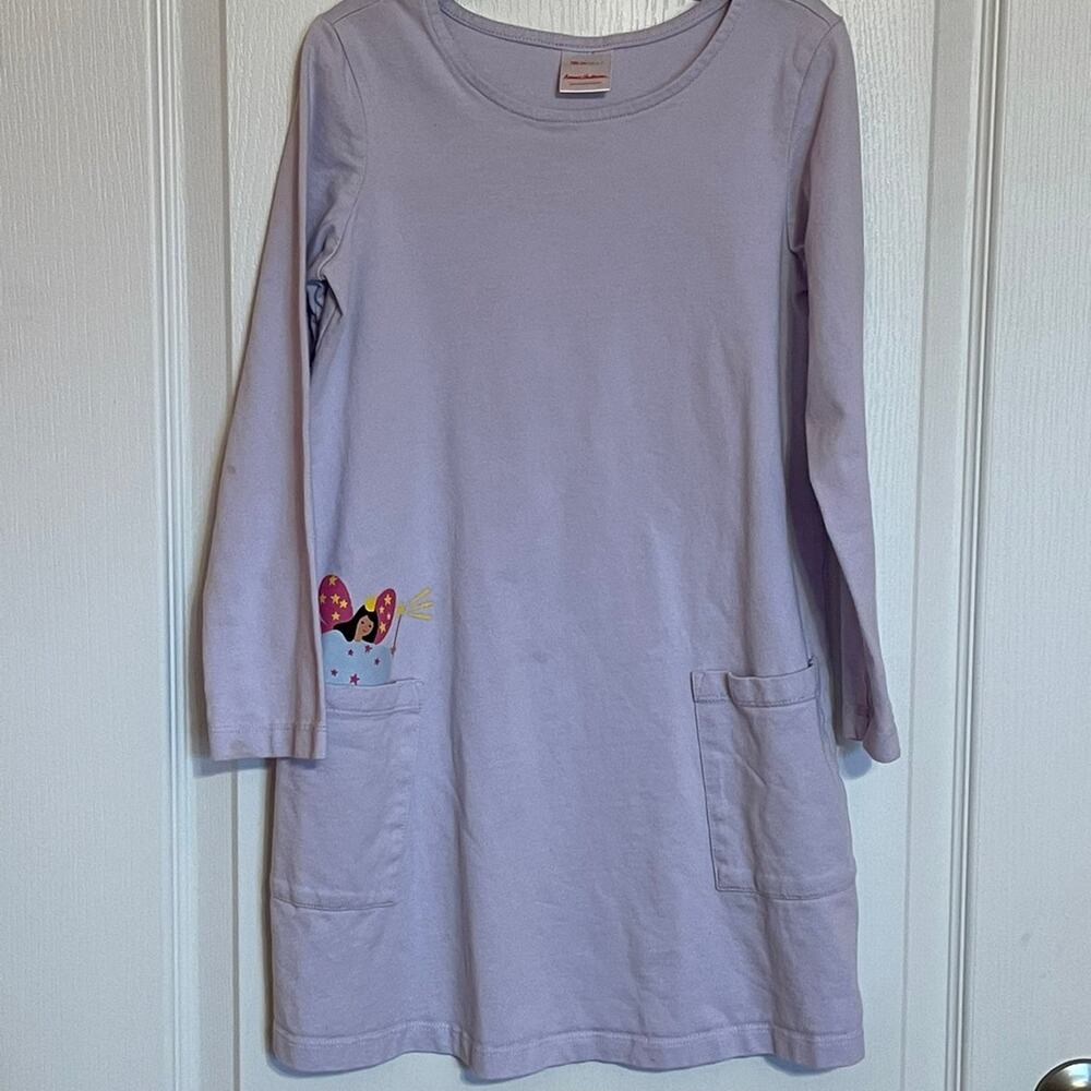 Hanna Andersson Girl's Light Lavender Long Sleeved Dress Fairy Pocket Size 6